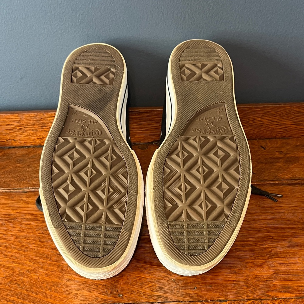 Converse Black and White Low Top Platform Sneakers - Picture 4 of 5